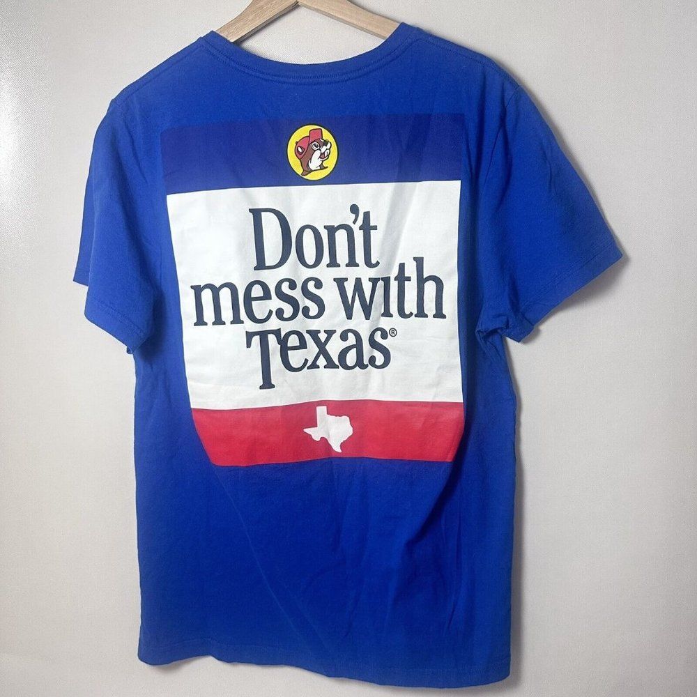 Buc-ees Don't Mess With Texas T Shirt Mens Blue Truck Stop Souvenir Lone Star Lg